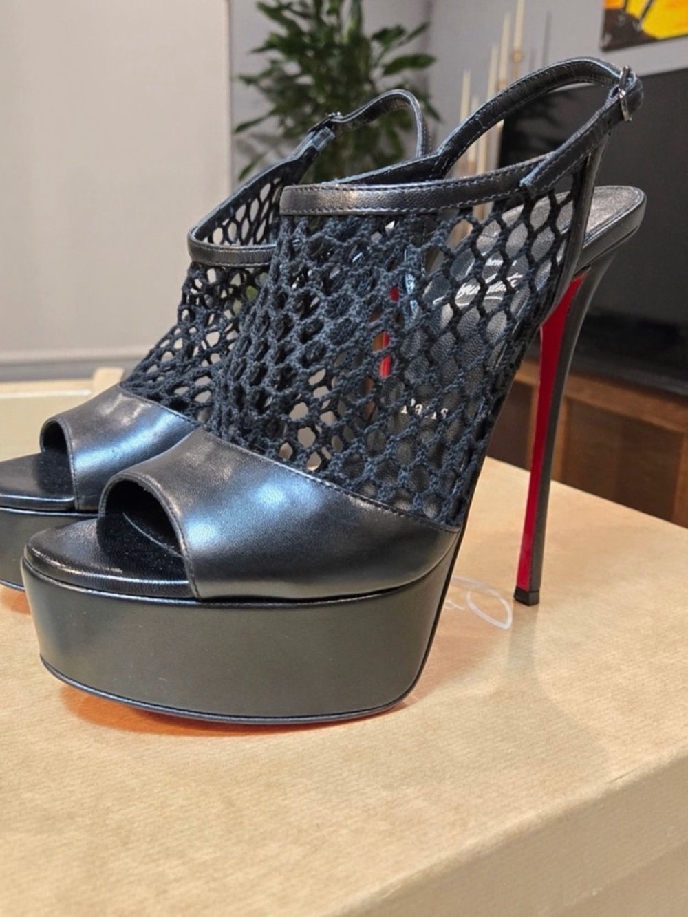 Christian Louboutin PLOUGESTA ALTA 150 Fishnet Heels Pumps